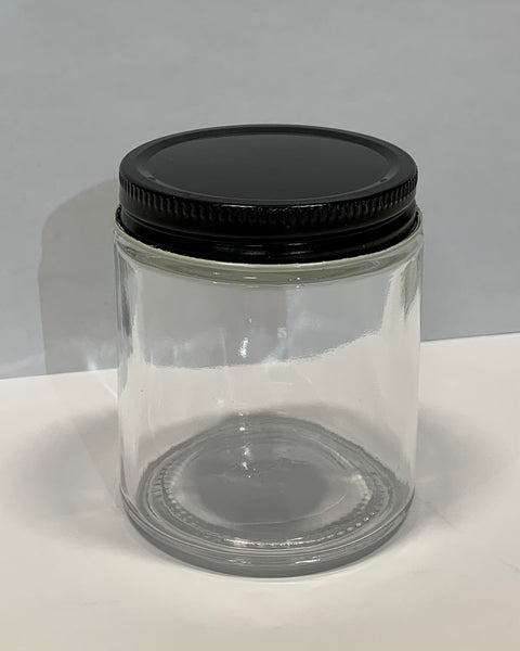 Eco Mason Tapered Glass Jar with Black Lid, 4 oz